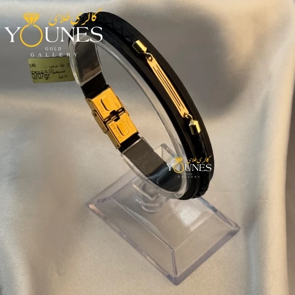 دستبند طلا چرم مردانه L140